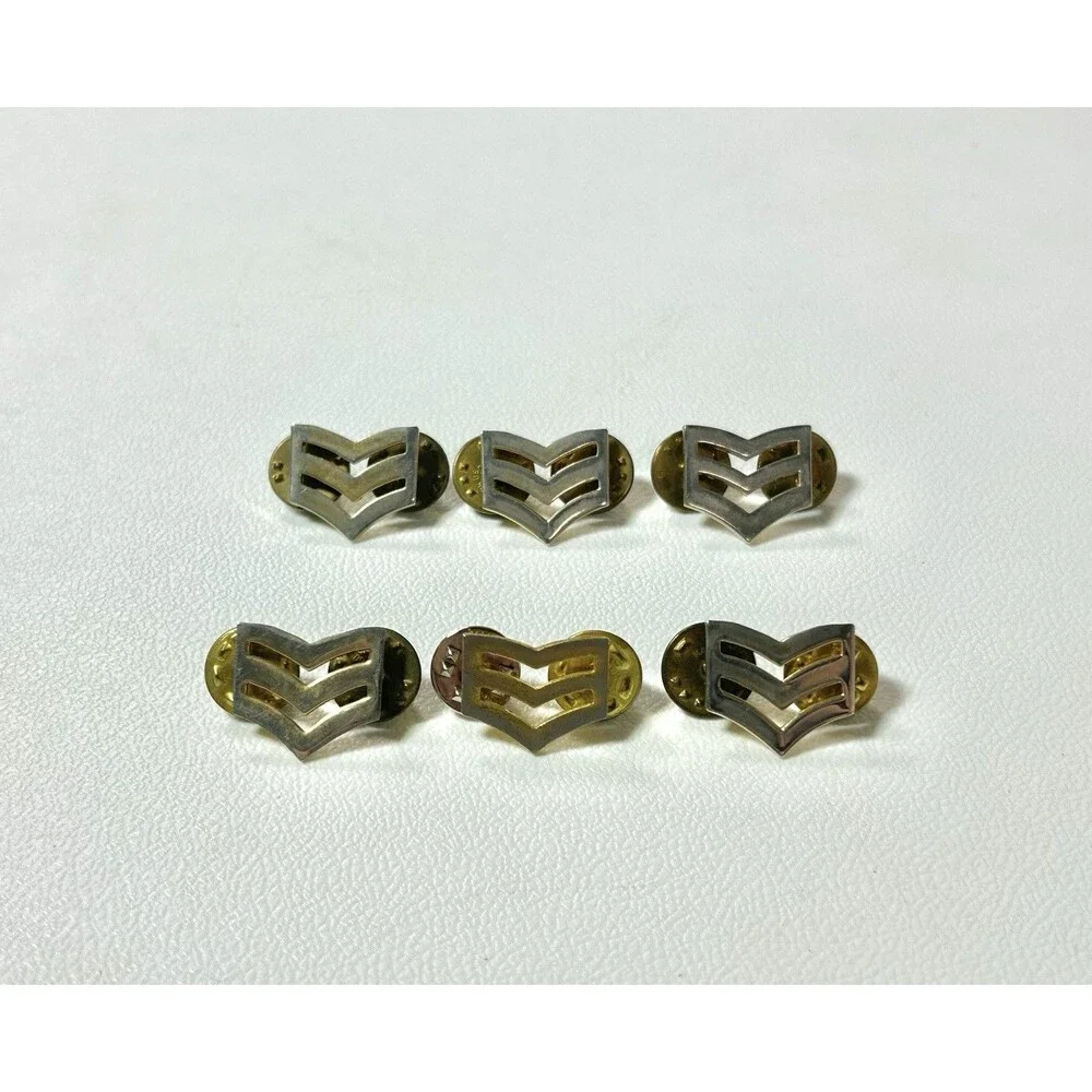 Lot 6 U.S. Military Sergeant Chevron Insignia Brass Metal Pins